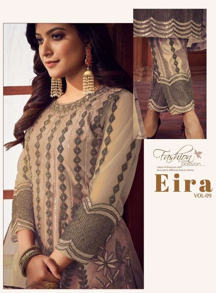 EIRA VOL-9 BY SENHORA 1144 TO 1147 SERIES HEAVY NET EMBROIDERY SEQUENCE DRESSES