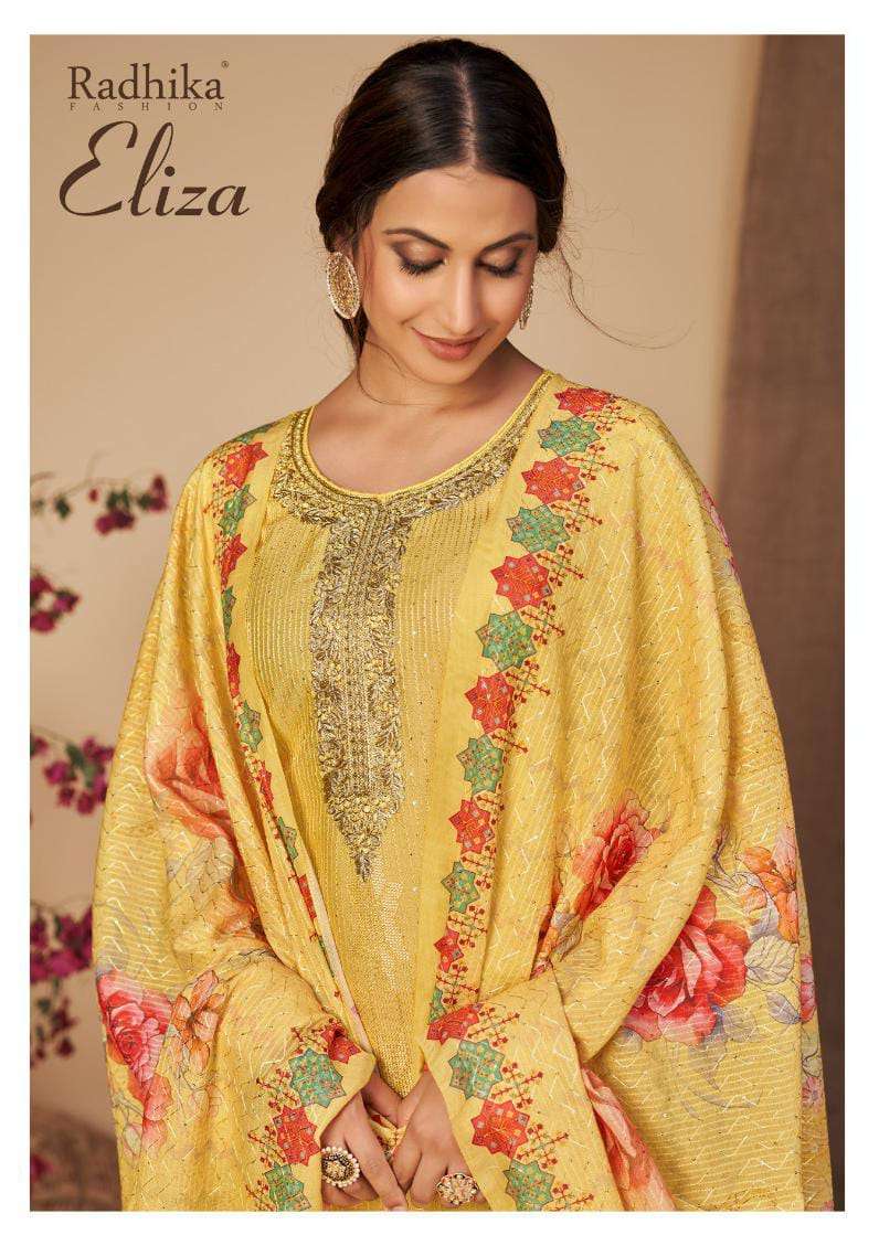 ELIZA BY RADHIKA FASHION 26001 TO 26004 SERIES PURE VISCOSE CHANDERI WORK DRESSES