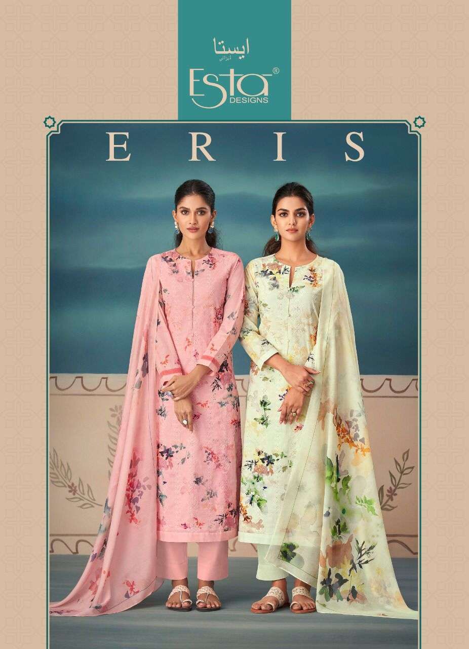 ERIS BY ESTA DESIGNS 1001 TO 1008 SERIES DIGITAL PRINT SCHIFFLI WITH EMBROIDERY HAND WORK DRESSES