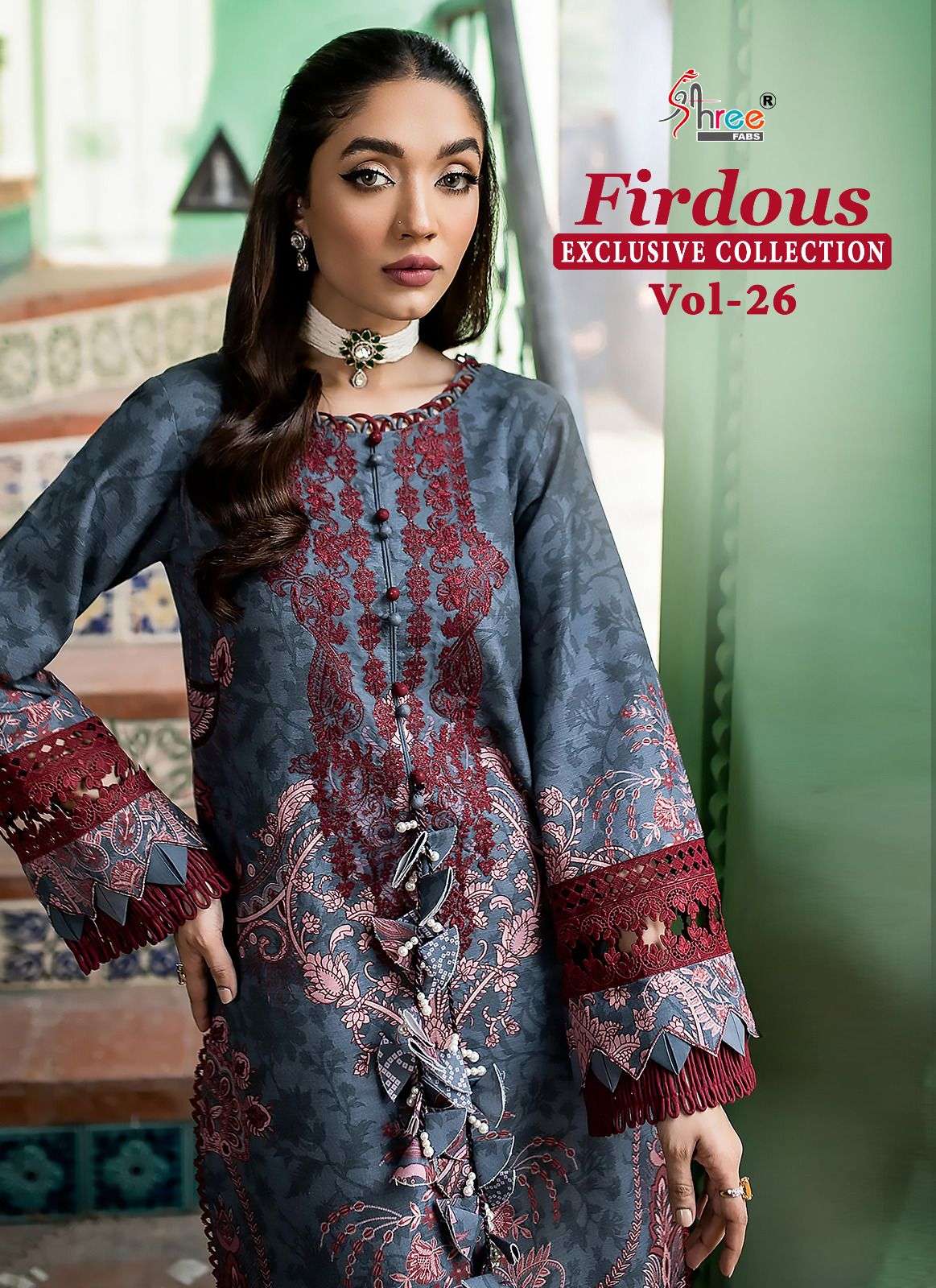 FIRDOUS EXCLUSIVE COLLECTION VOL-26 BY SHREE FABS 2559 TO 2565 SERIES COTTON PAKISTANI DRESSES