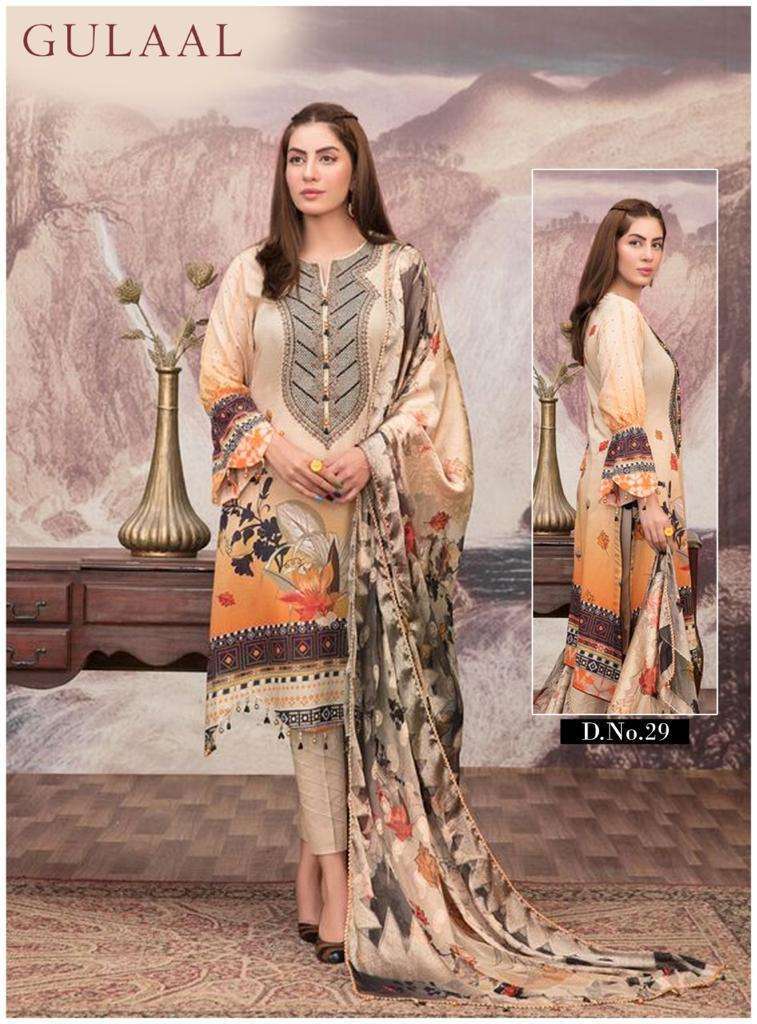 GULAAL VOL-3 BY AQSAWHOLESALE 21 TO 30 SERIES COTTON PRINT PAKISTANI DRESS MATERIAL