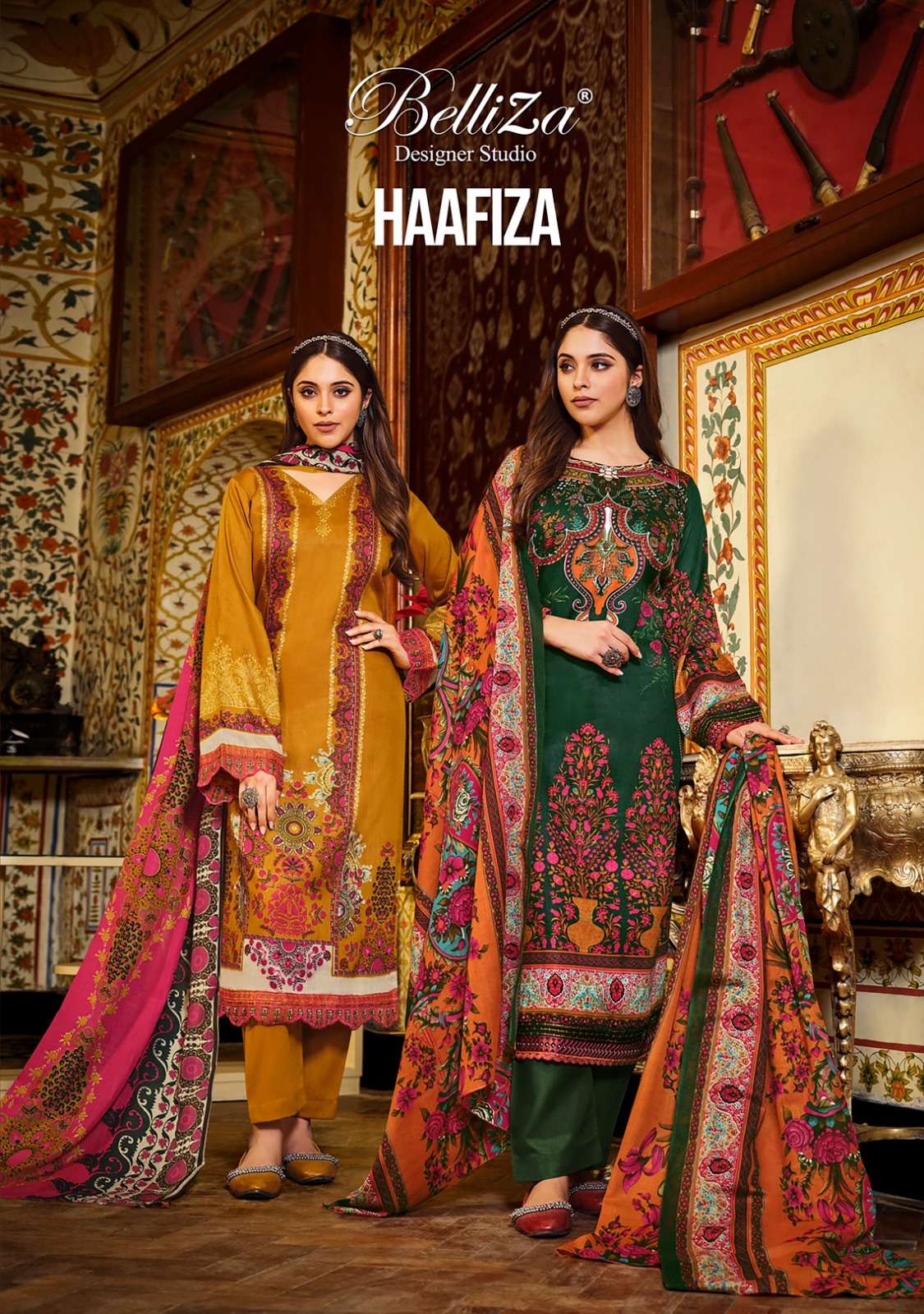 HAAFIZA BY BELLIZA 756001 TO 756010 SERIES PURE JAM COTTON PRINT EMBROIDERY DRESSES