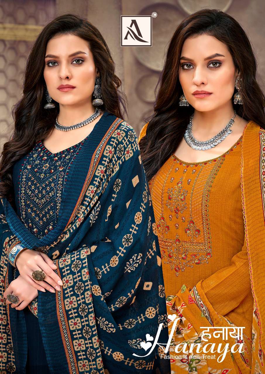 HANAYA BY ALOK SUIT 1078-001 TO 1078-008 SERIES COTTON EMBROIDERY WORK DRESSES