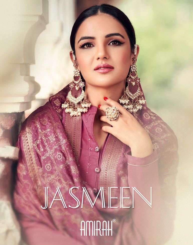 JASMEEN BY AMIRAH 16021 TO 16028 SERIES TASAR SATIN HEAVY EMBROIDERY & HAND WORK DRESSES