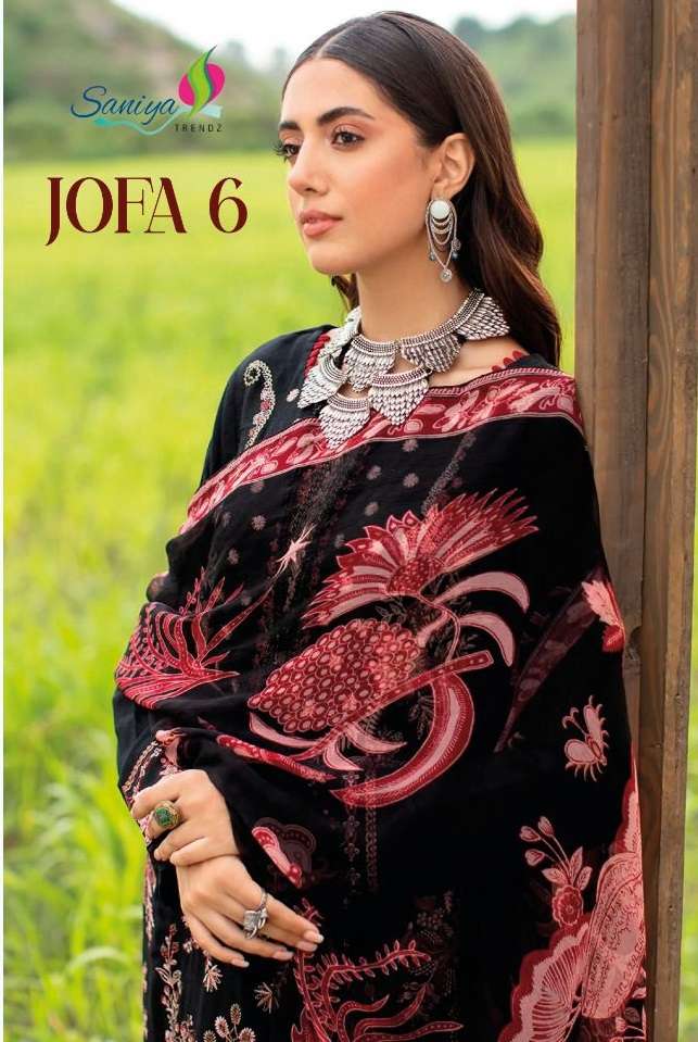 JOFA VOL-6 BY SANIYA TRENDZ 601 TO 605 SERIES CAMBRIC EMBROIDERY PAKISTANI DRESSES