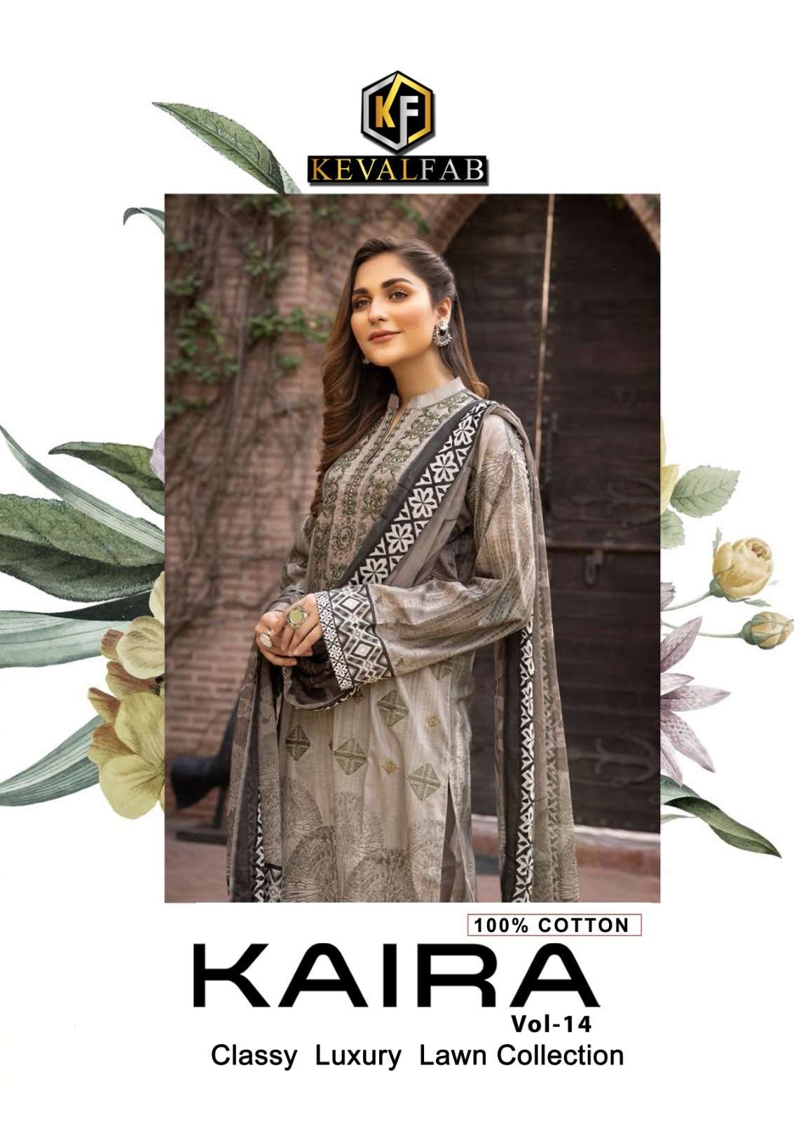 KAIRA VOL-14 BY KEVAL FAB 1401 TO 1406 SERIES COTTON LAWN PRINT PAKISTANI DRESSES