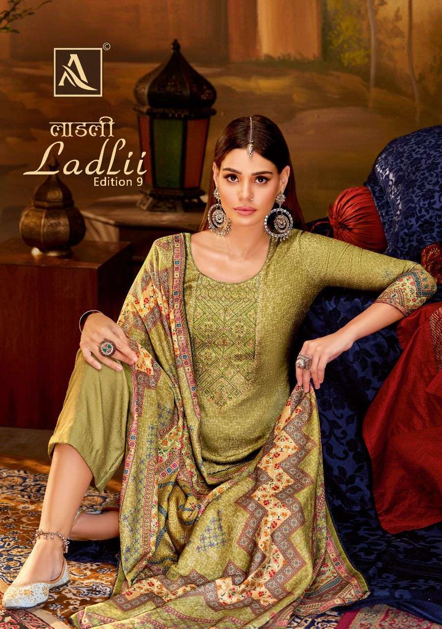 LADLII VOL-9 BY ALOK SUIT 1094-001 TO 1094-010 SERIES COTTON DIAMOND WORK DRESSES