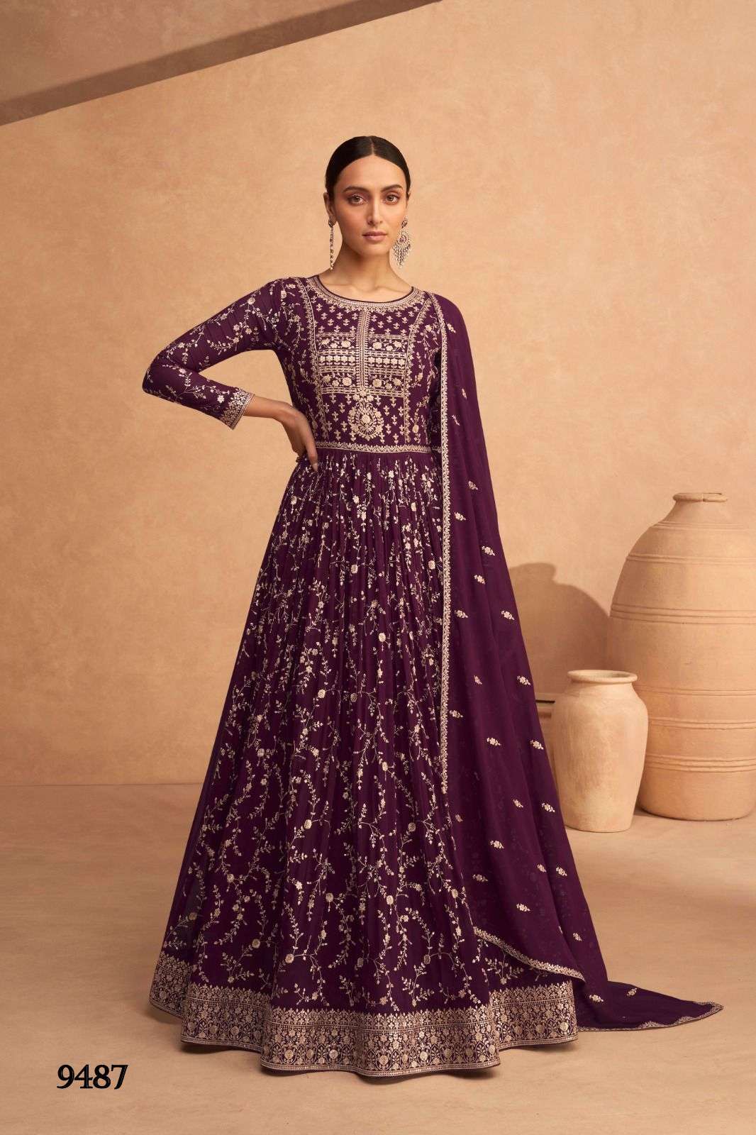 LEELA BY AASHIRWAD CREATION 9485 TO 9488 SERIES GEORGETTE EMBROIDERY ANARKALI DRESSES