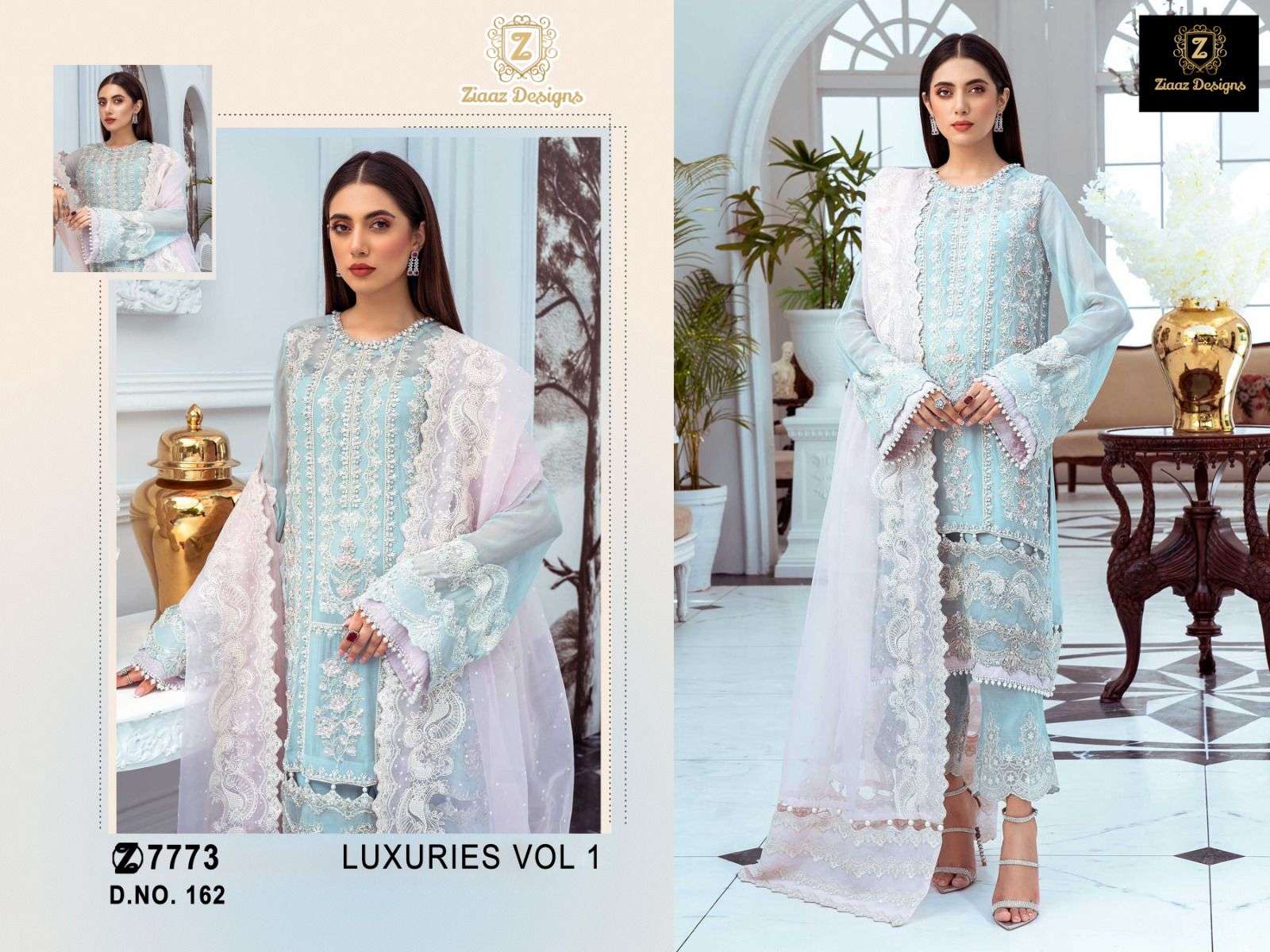 LUXURIES VOL-1 BY ZIAAZ DESIGNS ORGANZA EMBROIDERY WORK PAKISTANI DRESS