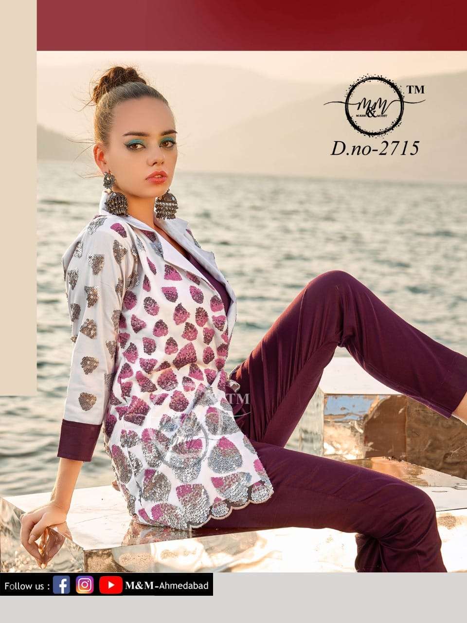 M&M 2715 BY M&M IMPORTED LYCRA FABRIC FULL READYMADE TOP & PANT