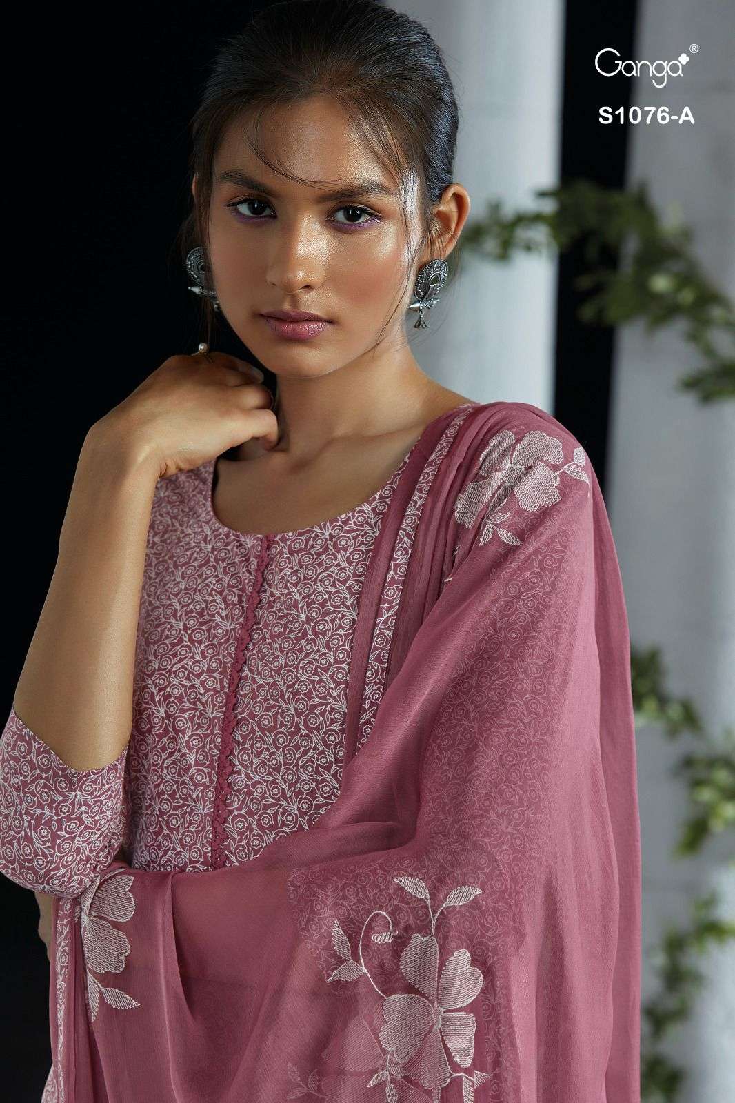 MAHIKA BY GANGA FASHION 1076-A TO 1076-D SERIES PREMIUM COTTON EMBROIDERY DRESSES