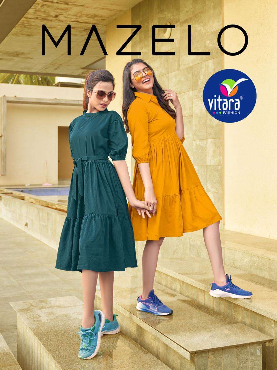 MAZELO BY VITARA FASHION 1001 TO 1005 SERIES FANCY FABRIC KURTIS