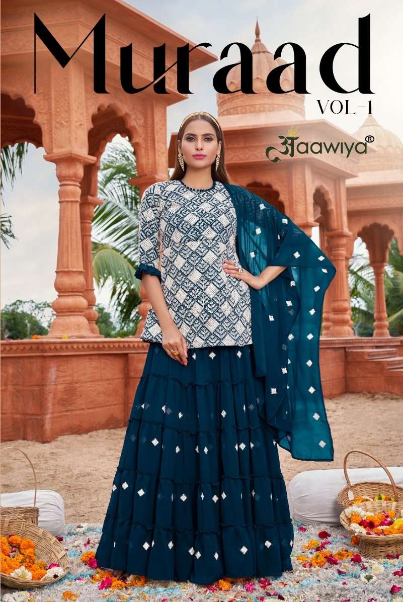 MURAAD BY AAWIYA 1106 TO 1111 SERIES FAUX GEORGETTE WORK SKIRT DRESSES