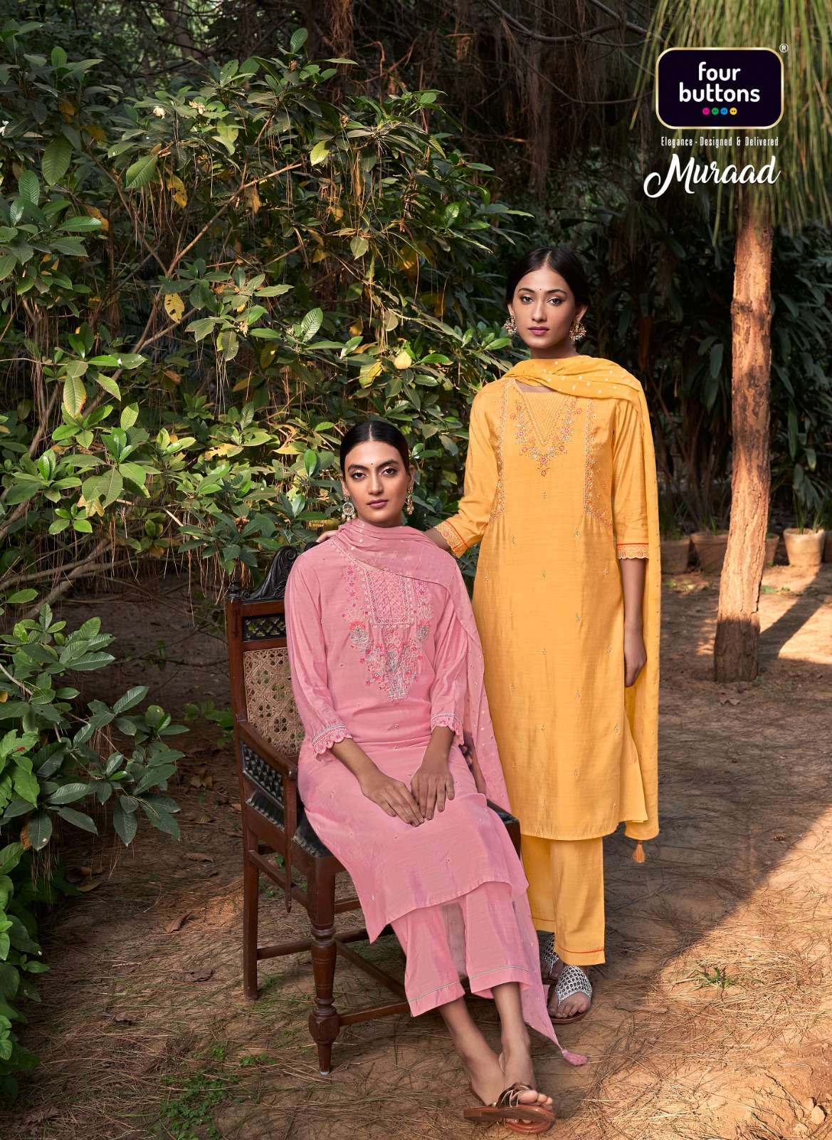 MURAAD BY FOUR BUTTON 3051 TO 3056 SERIES SILK EMBROIDERY STITCHED DRESSES