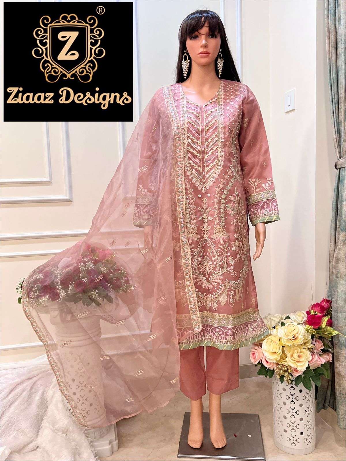 NOOR D-143 HIT DESIGN BY ZIAAZ DESIGNS ORGANZA EMBROIDERY PAKISTANI STITCHED DRESS