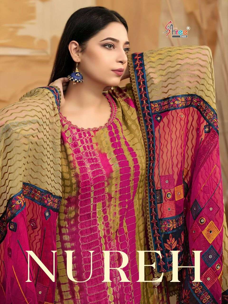 NUREH BY SHREE FABS 2258 TO 2262 SERIES PURE COTTON PRINT WORK PAKISTANI DRESSES