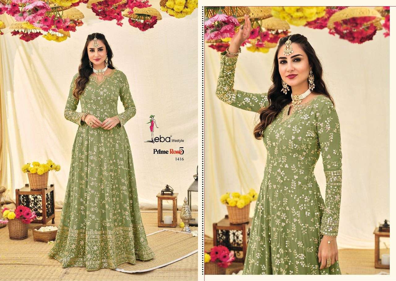 PRIME ROSE VOL-5 HIT DESIGN BY EBA LIFESTYLE GEORGETTE EMBROIDERY STITCHED GOWN