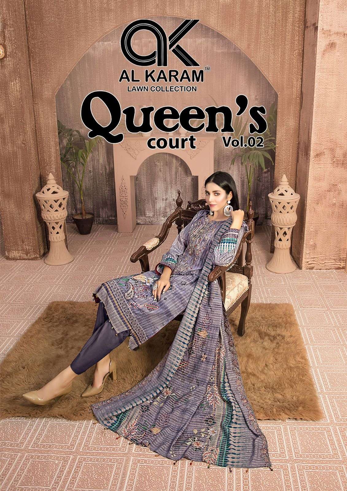 QUEEN S COURT VOL-02 BY AL-KARAM 01 TO 06 SERIES PURE CAMBRICE WORK DRESSES