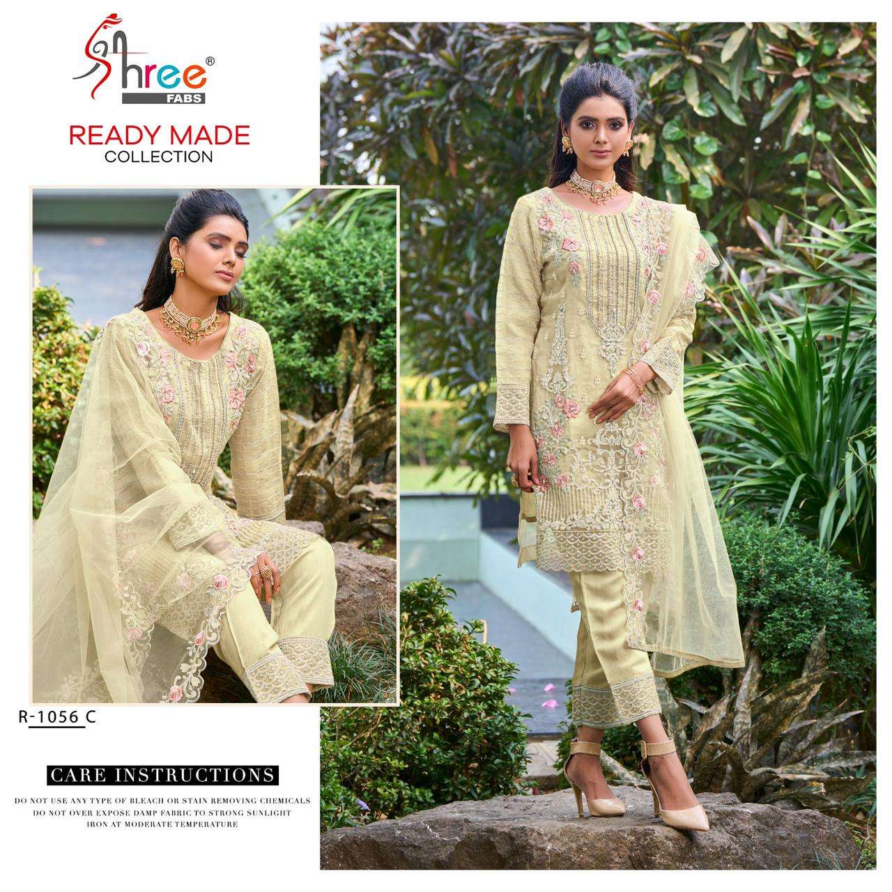 R-1056 HIT DESIGN BY SHREE FABS R-10156-A TO R-1056-C SERIES ORGANZA WITH HEAVY EMBROIDERY WORK PAKI...