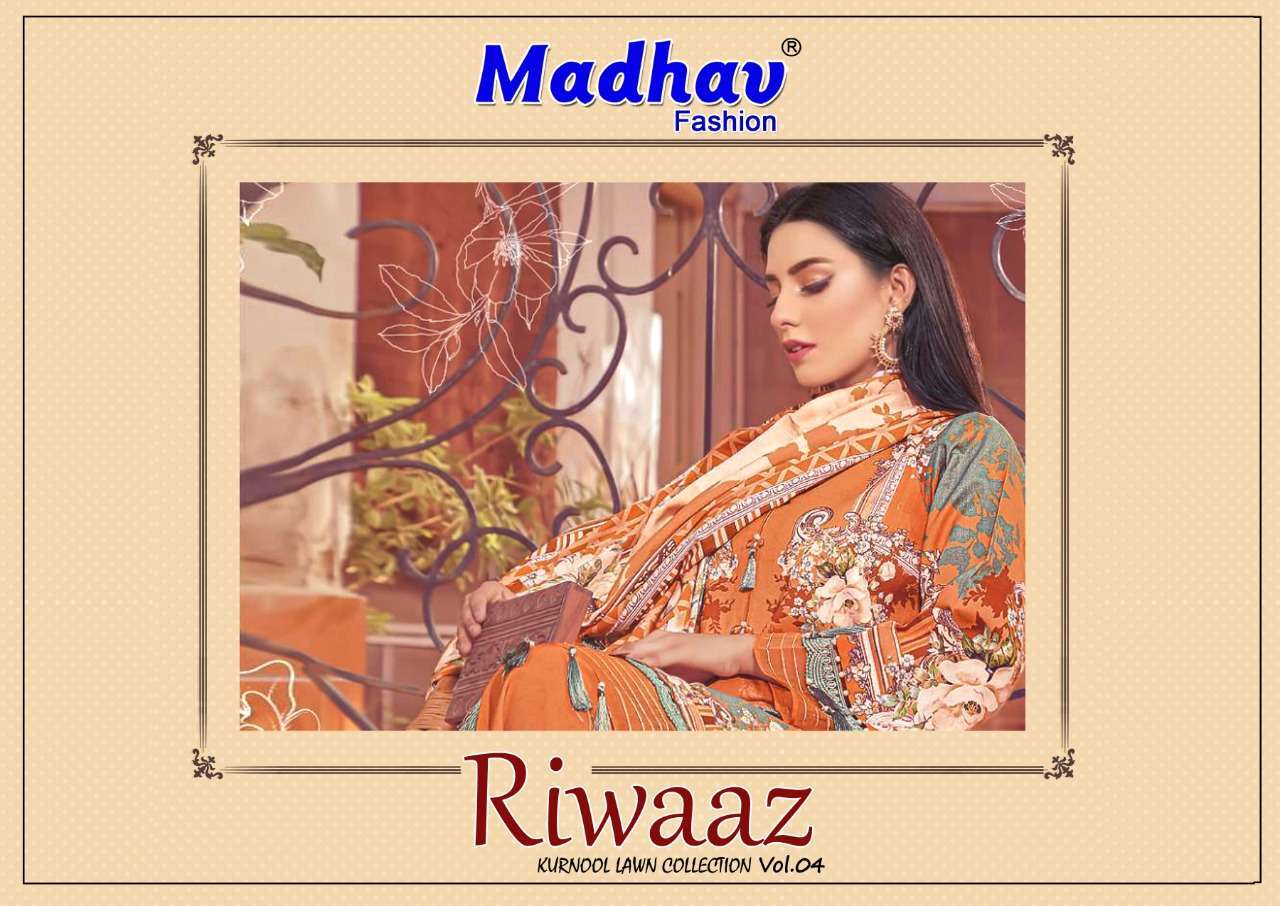 RIWAAZ VOL-4 BY MADHAV FASHION 4001 TO 4006 SERIES COTTON PAKISTANI PRINT DRESSES