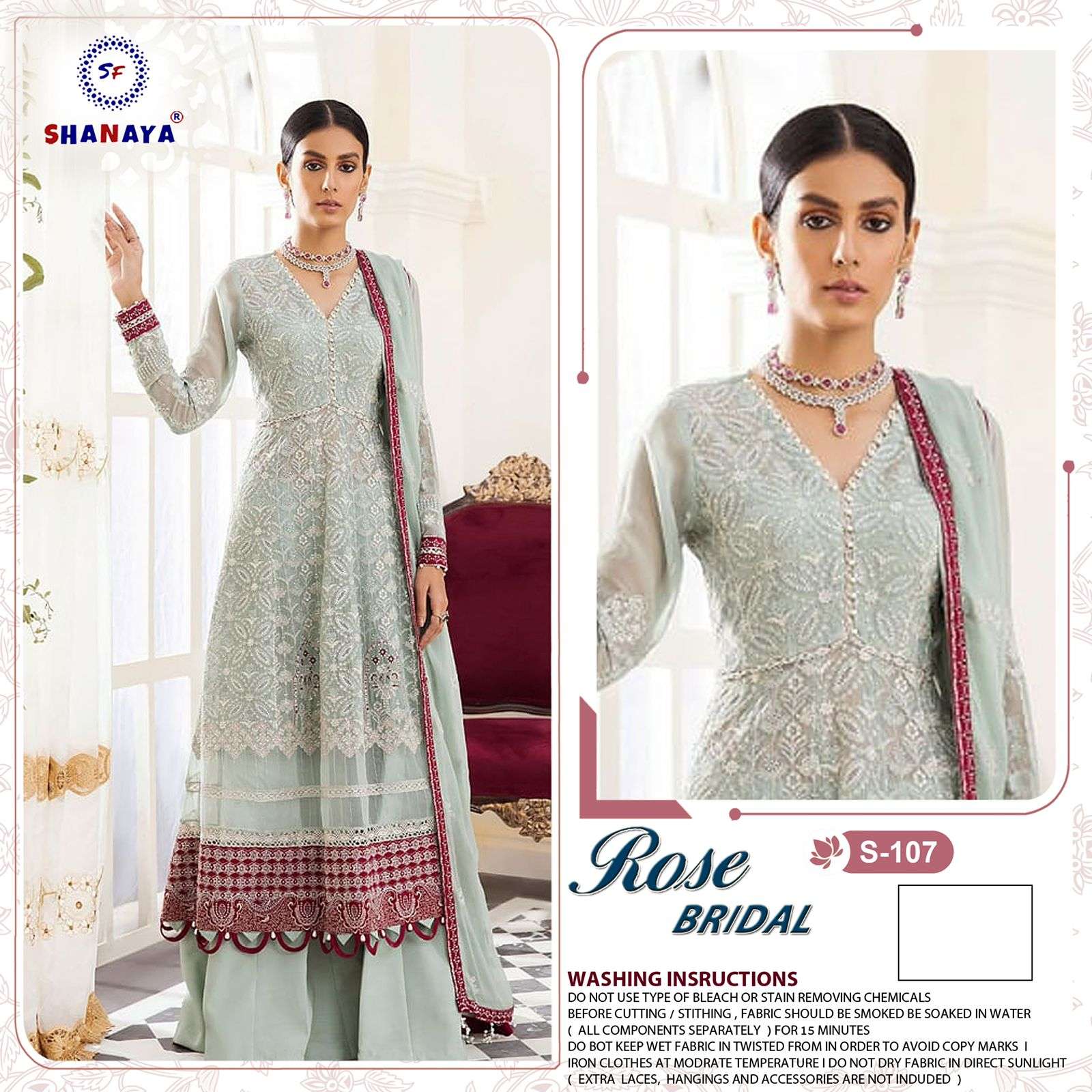 ROSE BRIDAL S-107 BY SHANAYA FASHION FAUX GEORGETTE EMBROIDERY PAKISTANI DRESS