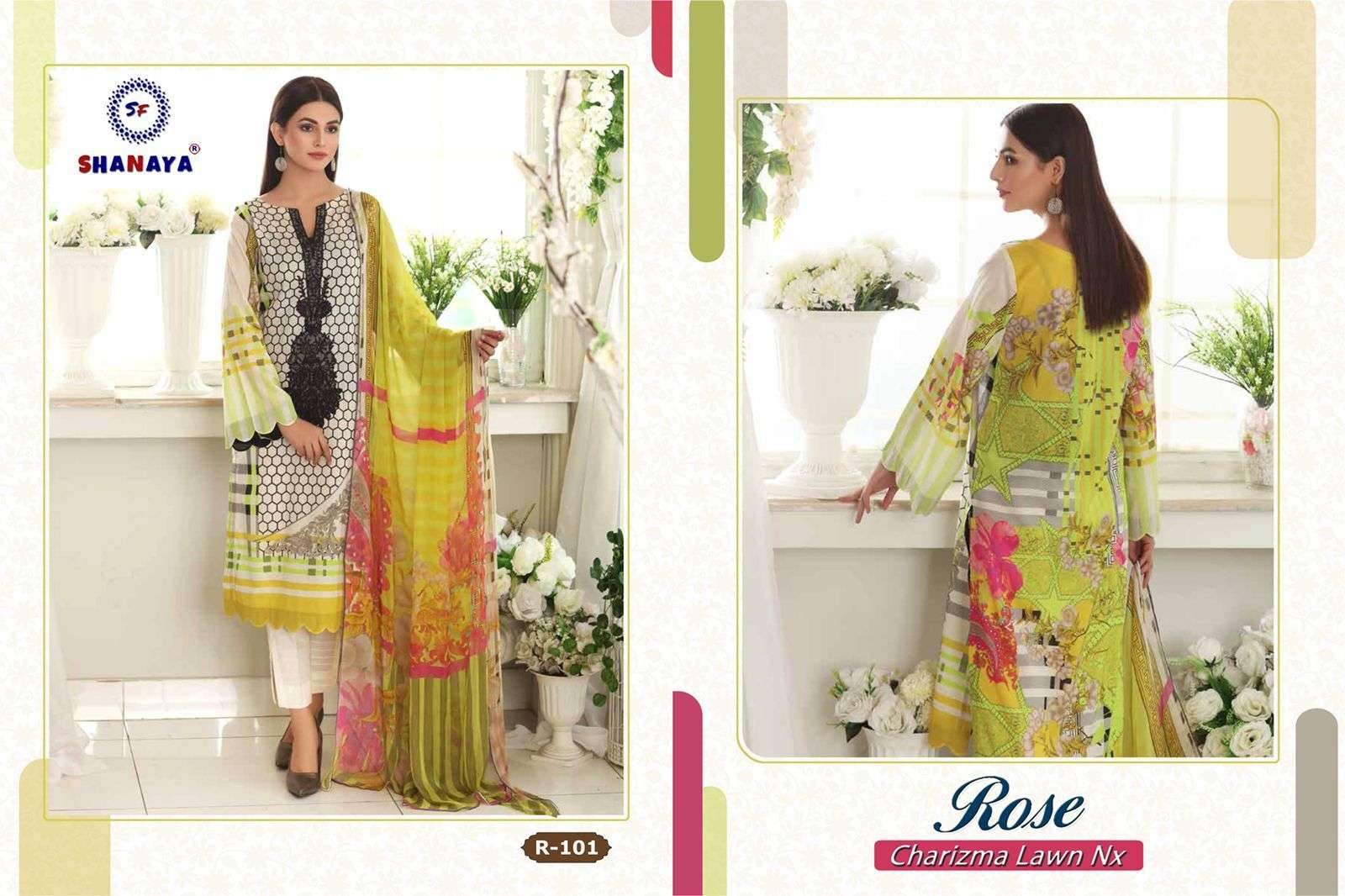 ROSE CHARIZMA LAWN R-101 BY SHANAYA FASHION LAWN PRINT EMBROIDERY DRESS