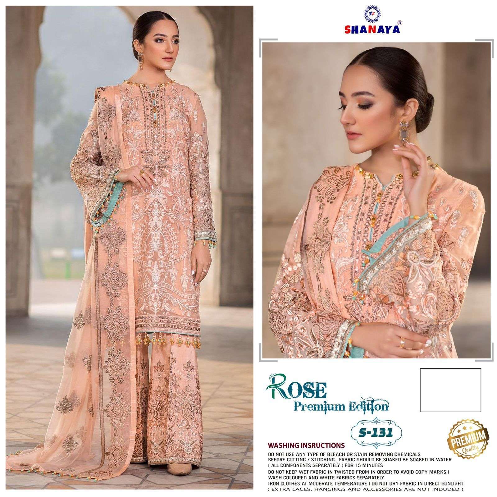 ROSE PREMIUM EDITION S-131 BY SHANAYA FASHION FAUX GEORGETTE WORK PAKISTANI DRESS