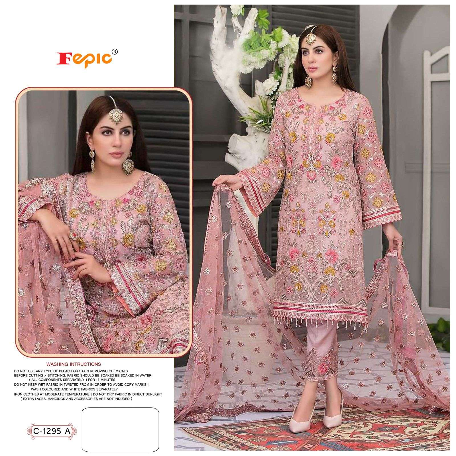 ROSEMEEN 1295 COLOURS BY FEPIC 1295-A TO 1295-D SERIES GEORGETTE WORK DRESSES