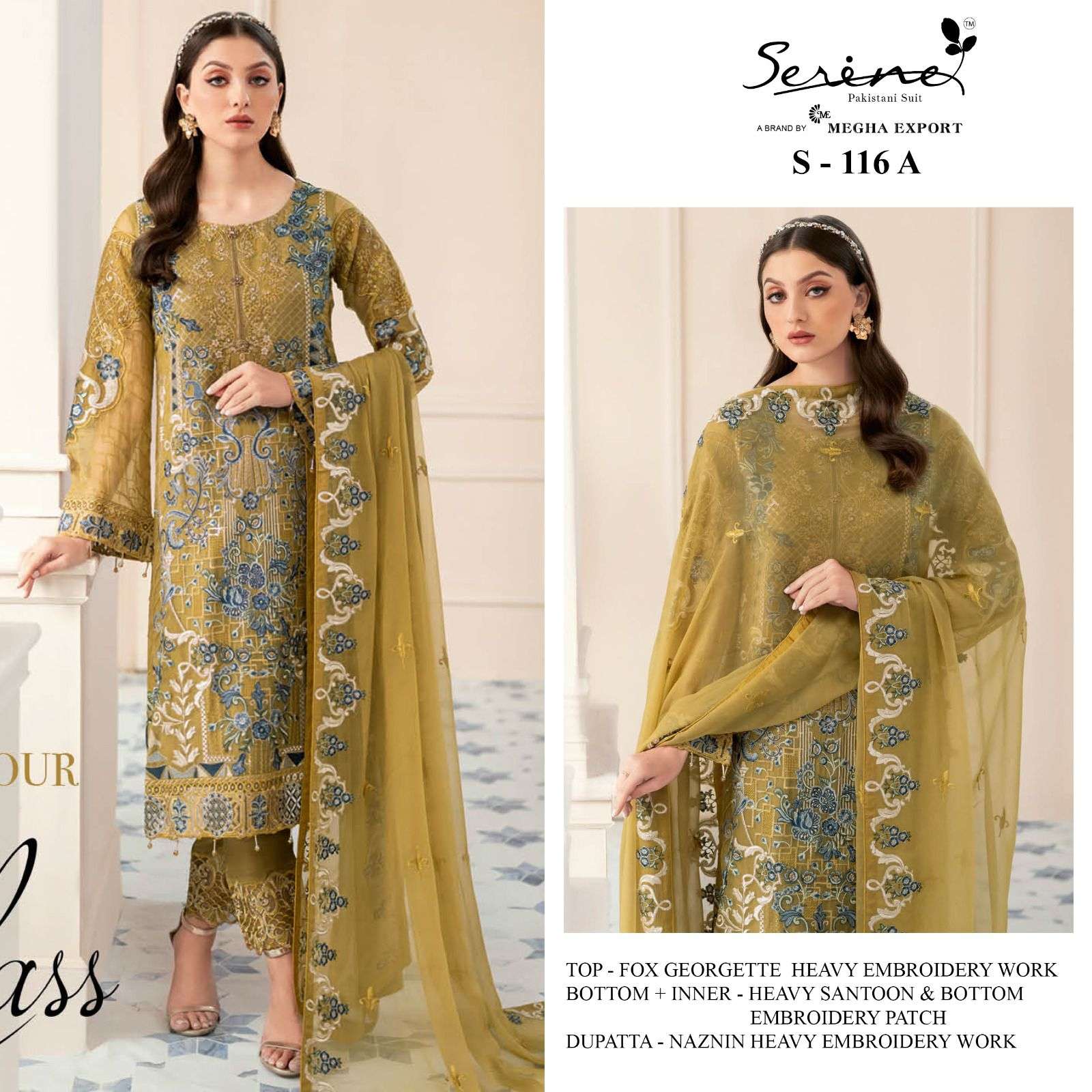 S-116 HIT DESIGN BY SERINE FAUX GEORGETTE EMBROIDERY PAKISTANI DRESS