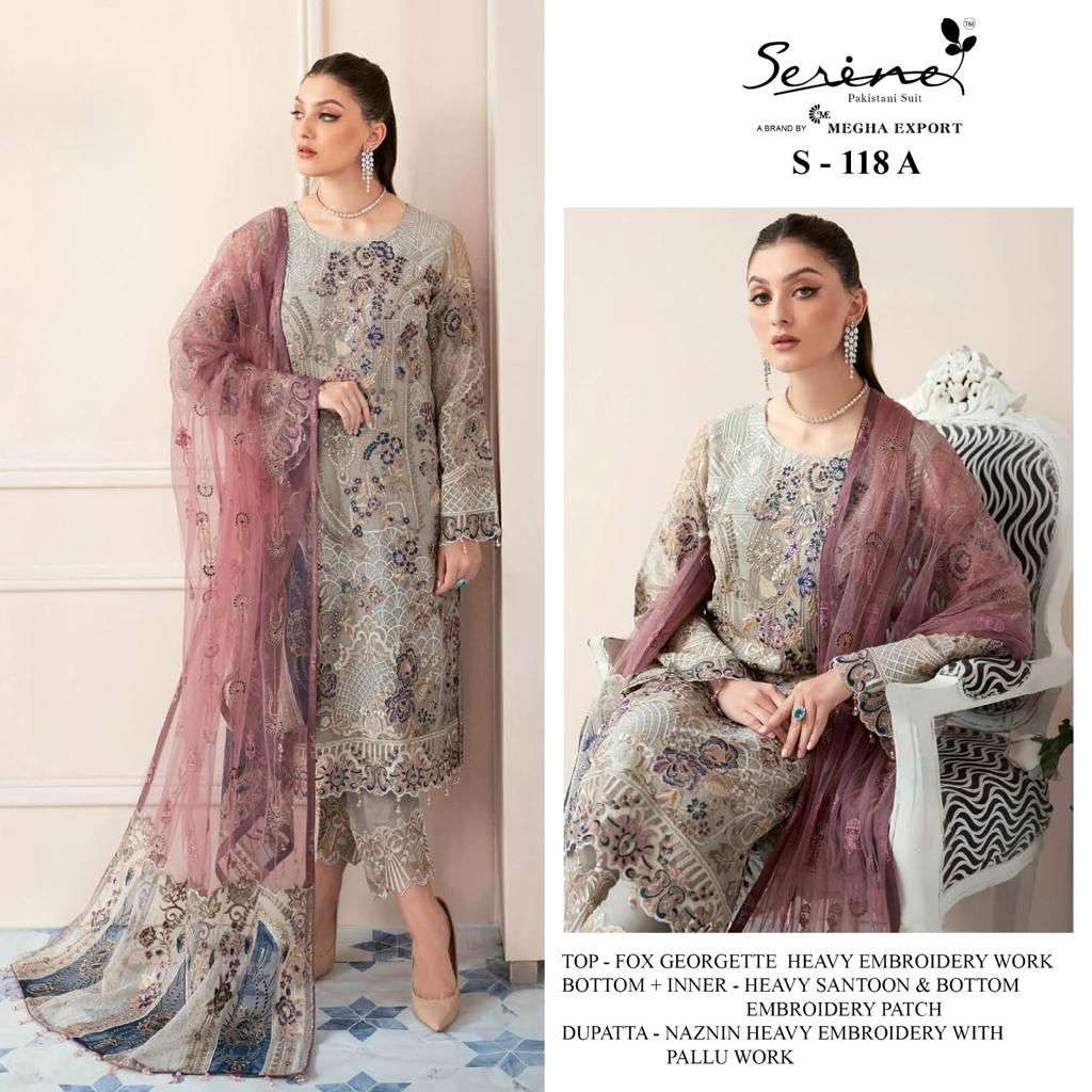 S-118 A HIT DESIGN BY SERINE FAUX GEORGETTE EMBROIDERY PAKISTANI DRESS