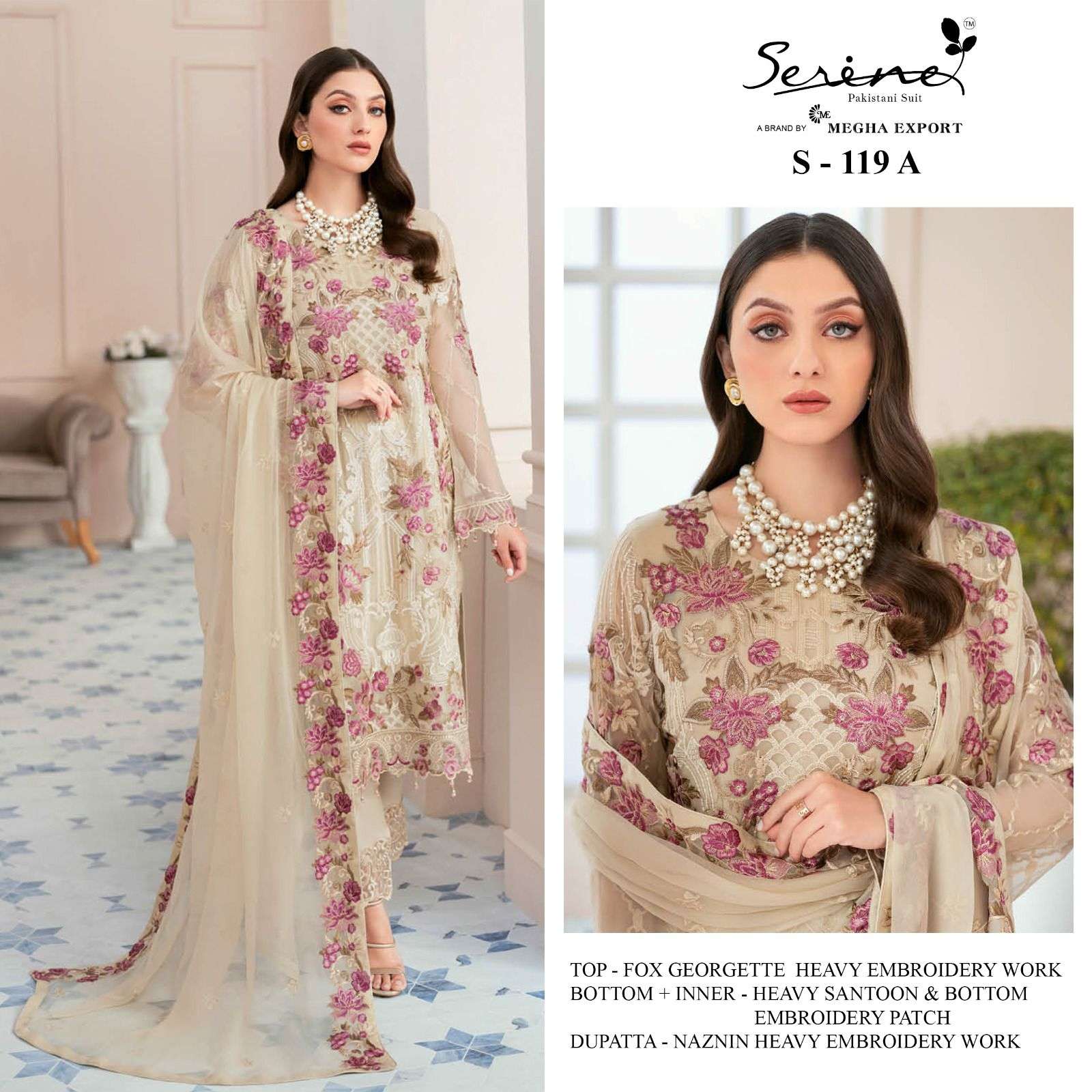 S-119 HIT DESIGN BY SERINE FAUX GEORGETTE EMBROIDERY PAKISTANI DRESS