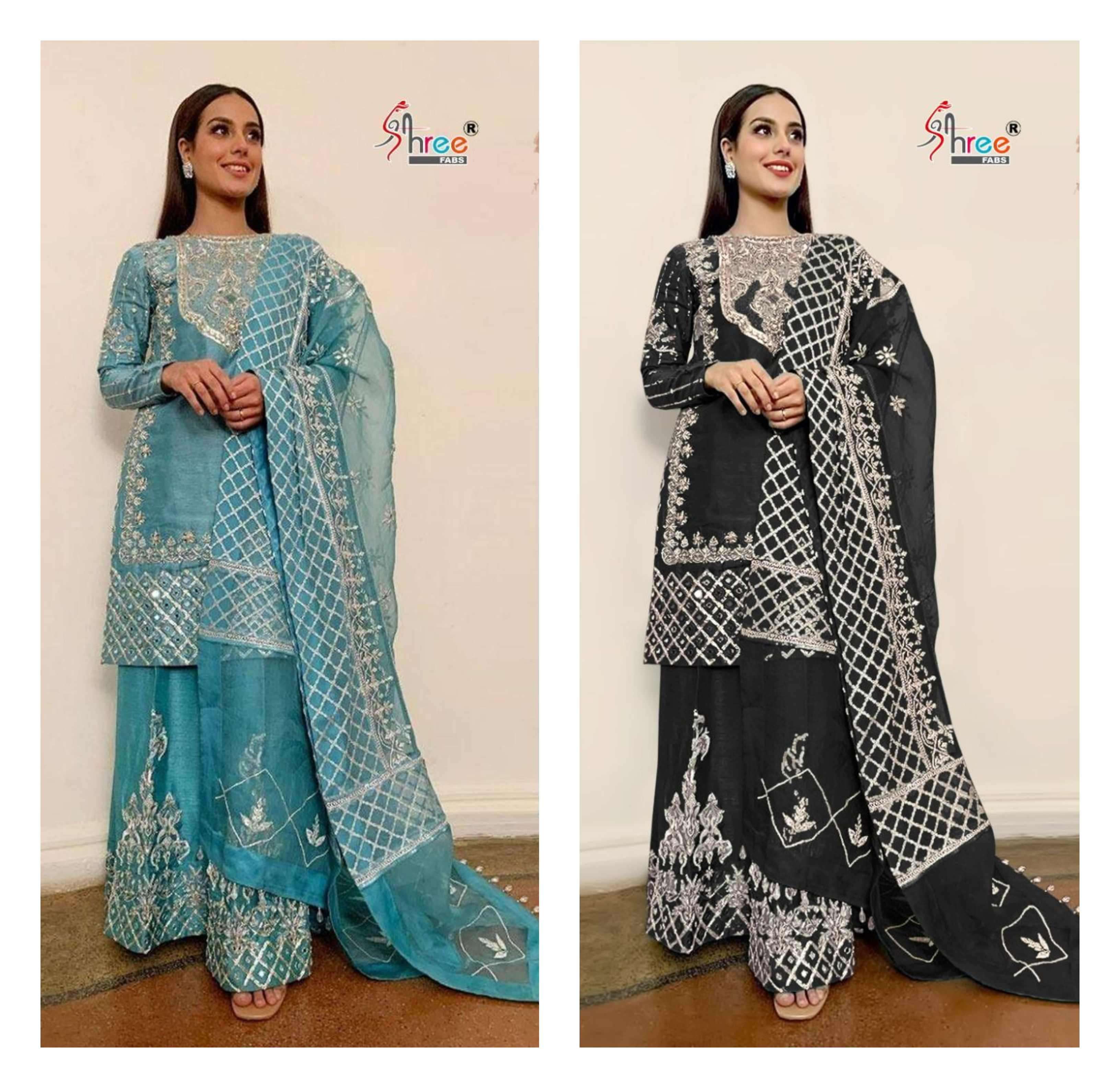 S-454 & S-454-E HITS BY SHREE FABS PURE ORGANZA EMBROIDERY PAKISTANI DRESSES