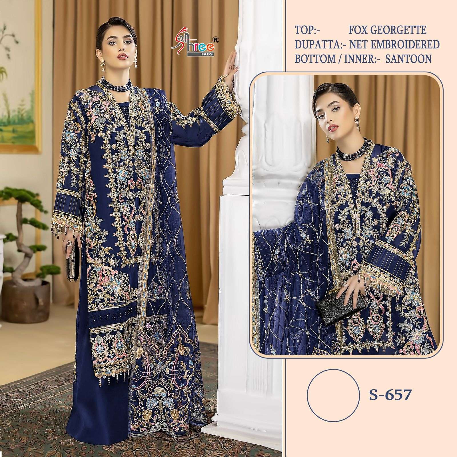 S-657 HIT DESIGN BY SHREE FABS FOX GEORGETTE EMBROIDERY PAKISTANI DRESS