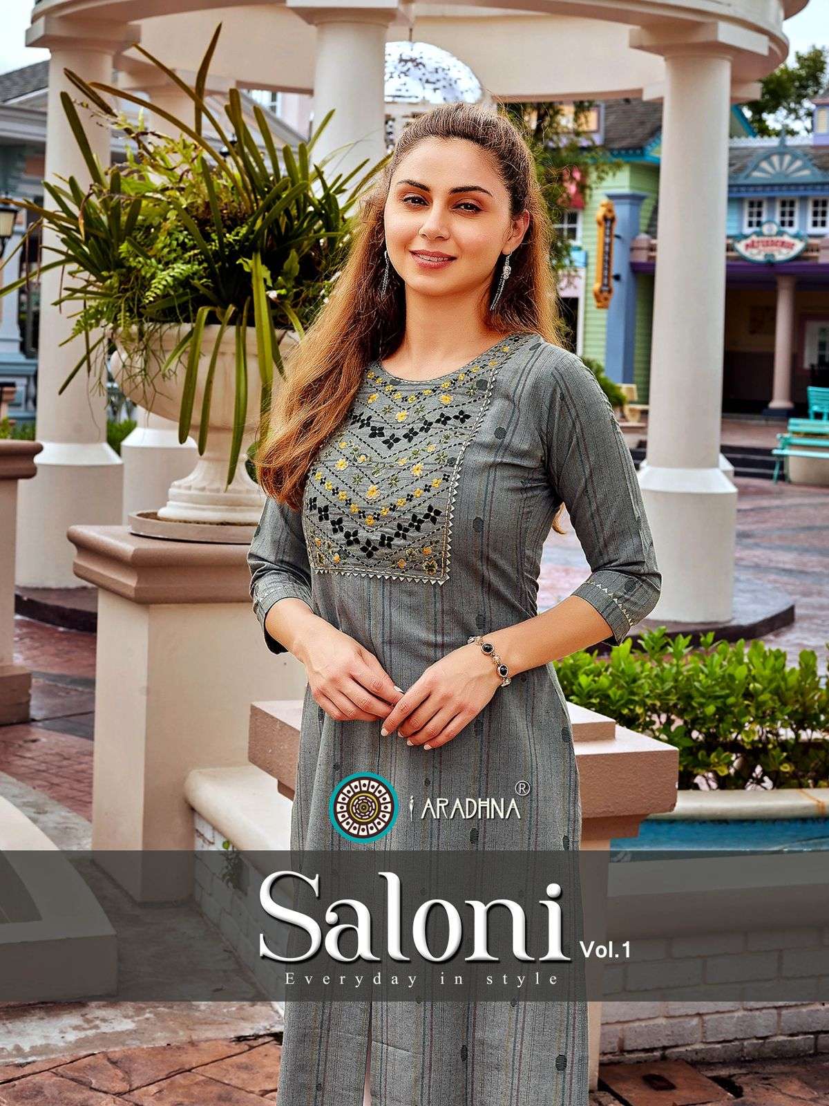 SALONI VOL-1 BY ARADHNA 1001 TO 1006 SERIES COTTON EMBROIDERY KURTIS