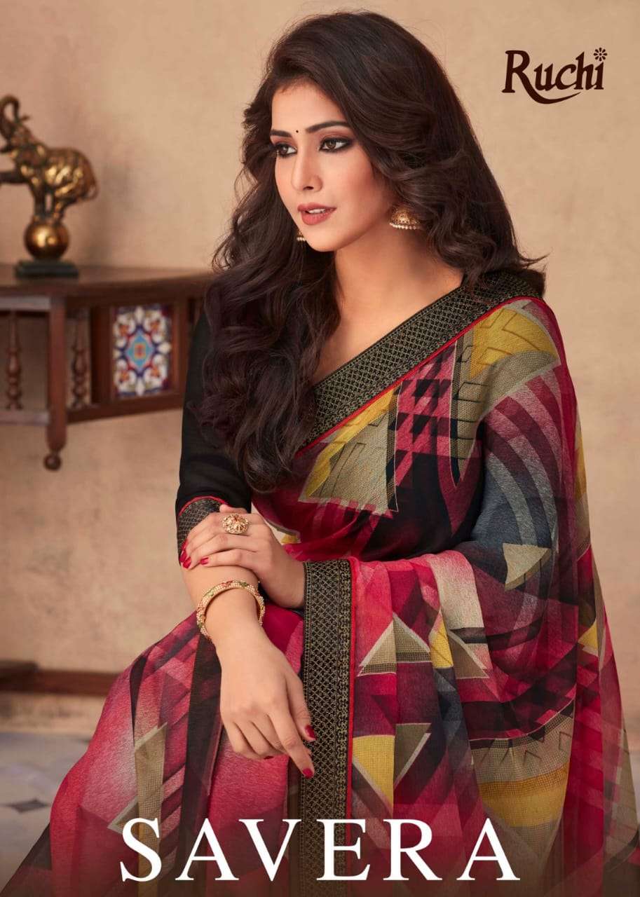 SAVERA HITS BY RUCHI 13302 TO 193001 SERIES CHIFFON PRINT WORK SAREES