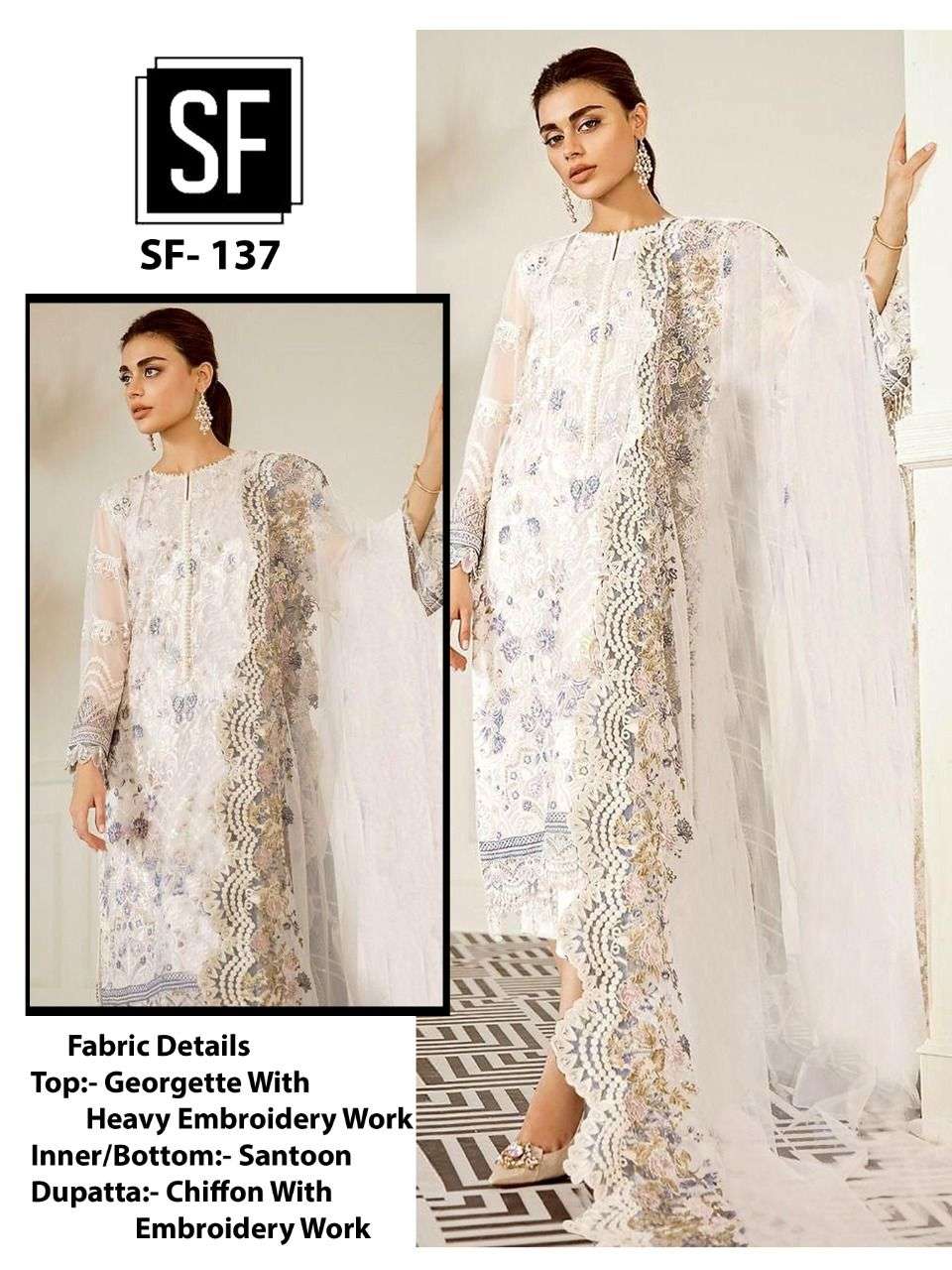 SF-137 HIT DESIGN BY SF FASHION FAUX GEORGETTE EMBROIDERY PAKISTANI DRESS