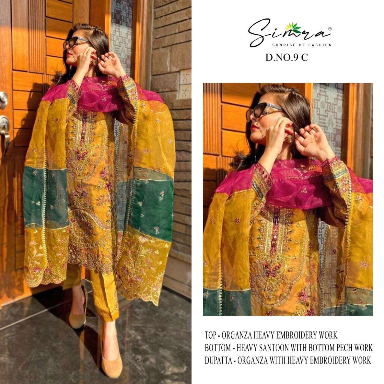 SIMRA 09-C HIT DESIGN BY SIMRA ORGANZA EMBROIDERY PAKISTANI DRESS