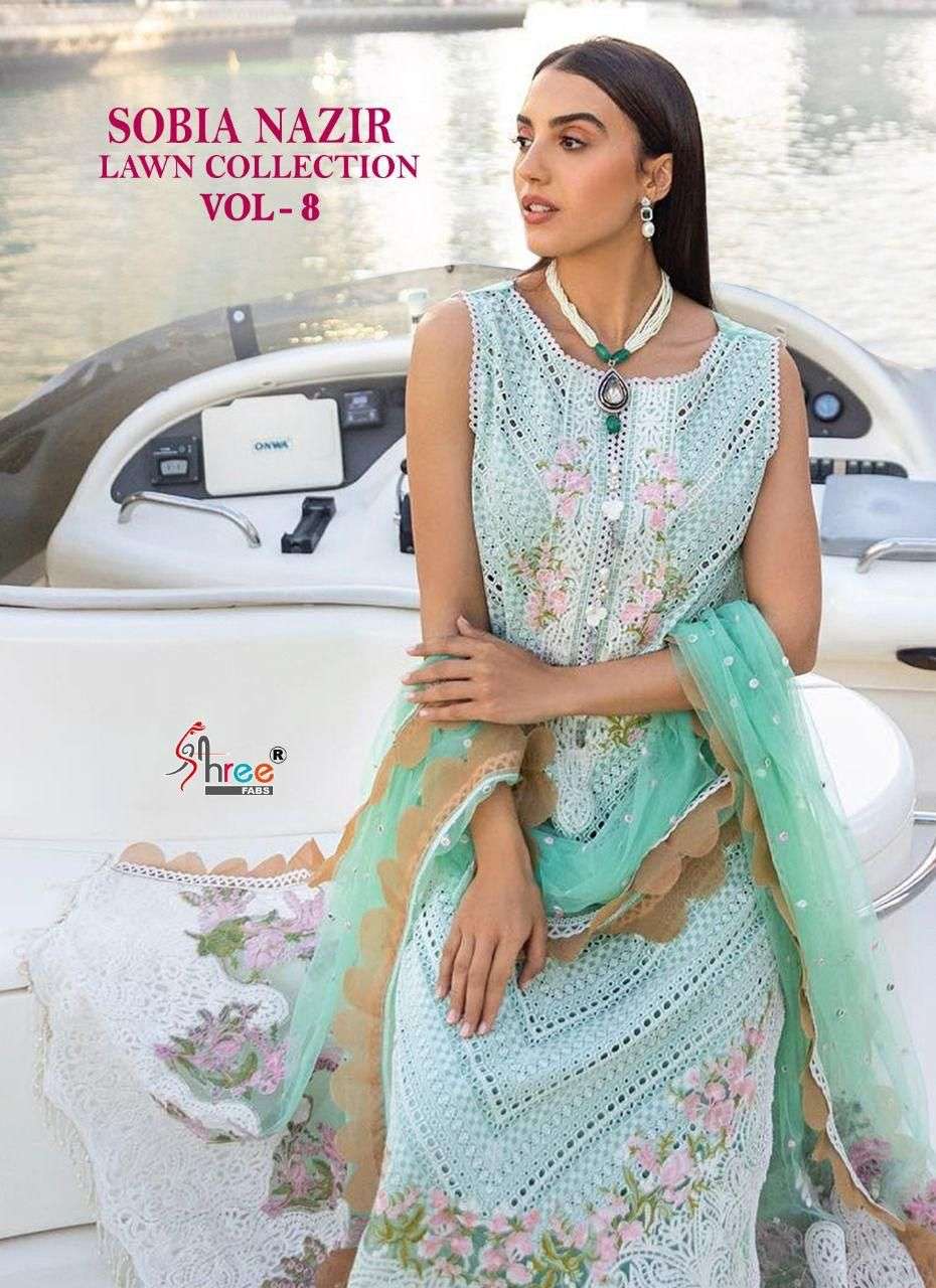 SOBIA NAZIR LAWN COLLECTION VOL-8 BY SHREE FABS 2285 TO 2290 SERIES COTTON PAKISTANI DRESSES