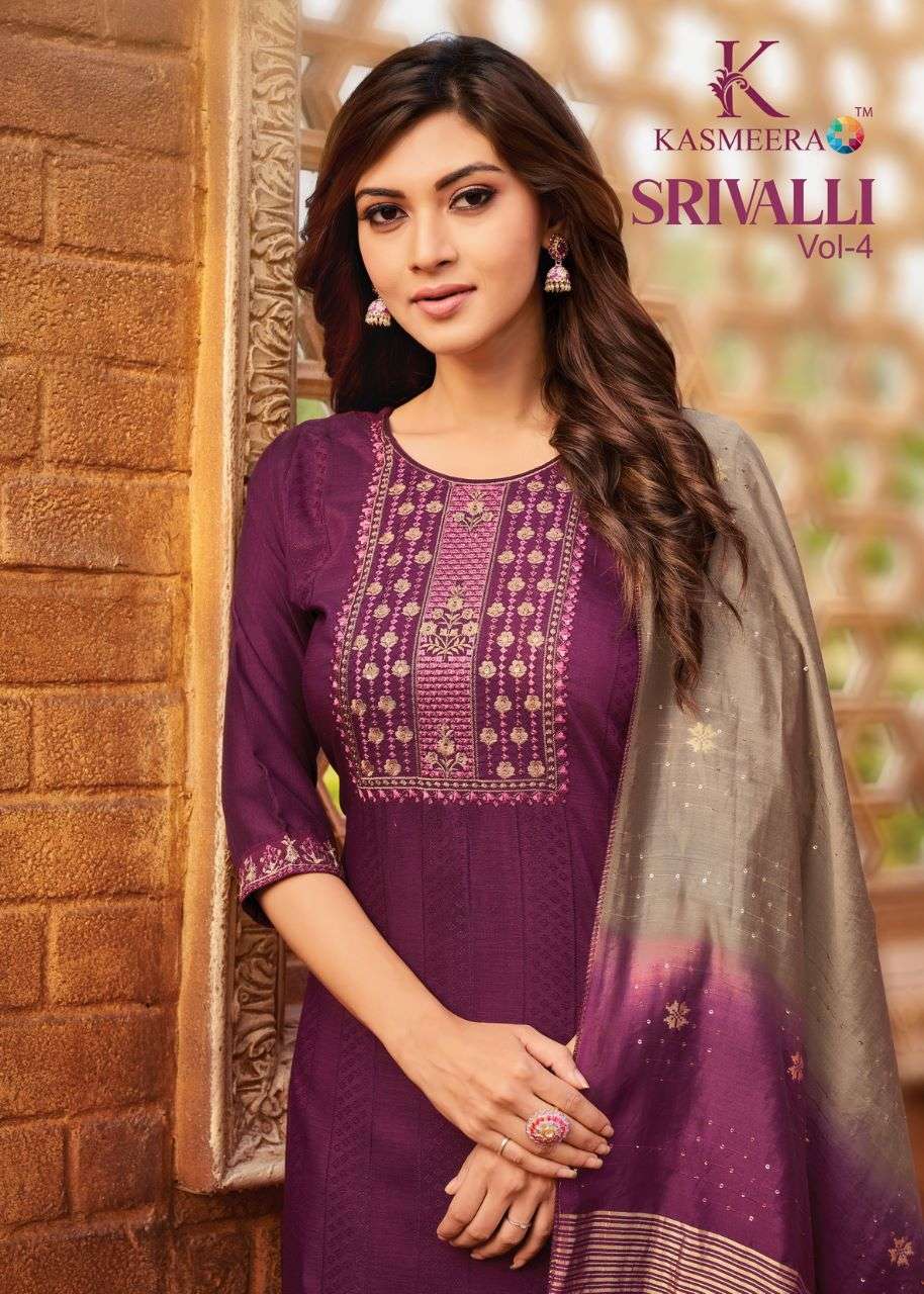 SRIVALLI VOL-4 BY KASMEERA 2502 TO 2509 SERIES VISCOSE WITH EMBROIDERY DRESSES