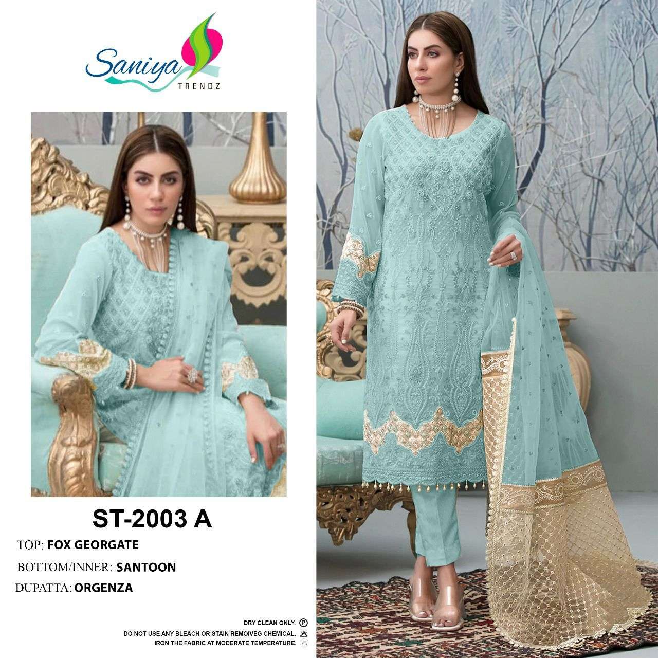 ST-2003 COLOURS BY SANIYA TRENDZ 2003-A TO 2003-D SERIES GEORGETTE WORK PAKISTANI DRESSES