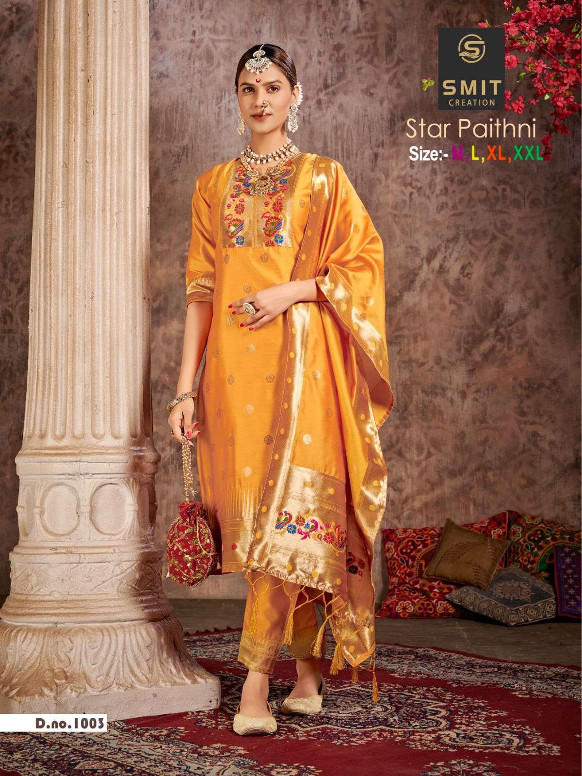 STAR PAITHANI BY SMIT CREATION 1001 TO 1005 SERIES PURE TAFETA SILK STITCHED DRESSES