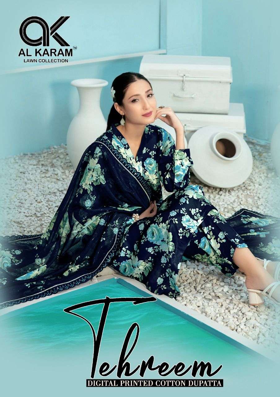 TEHREEM BY AL KARAM 1001 TO 1006 SERIES COTTON PAKISTANI PRINT DRESSES