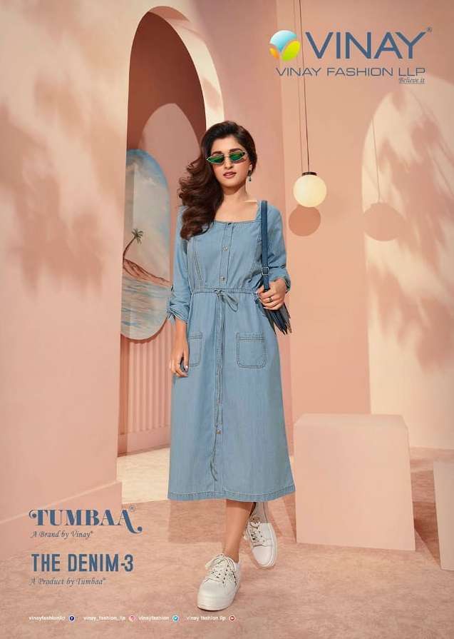 TUMBA A THE DENIM VOL-3 BY VINAY FASHION 41101 TO 41109 SERIES DENIM PRINT KURTIS