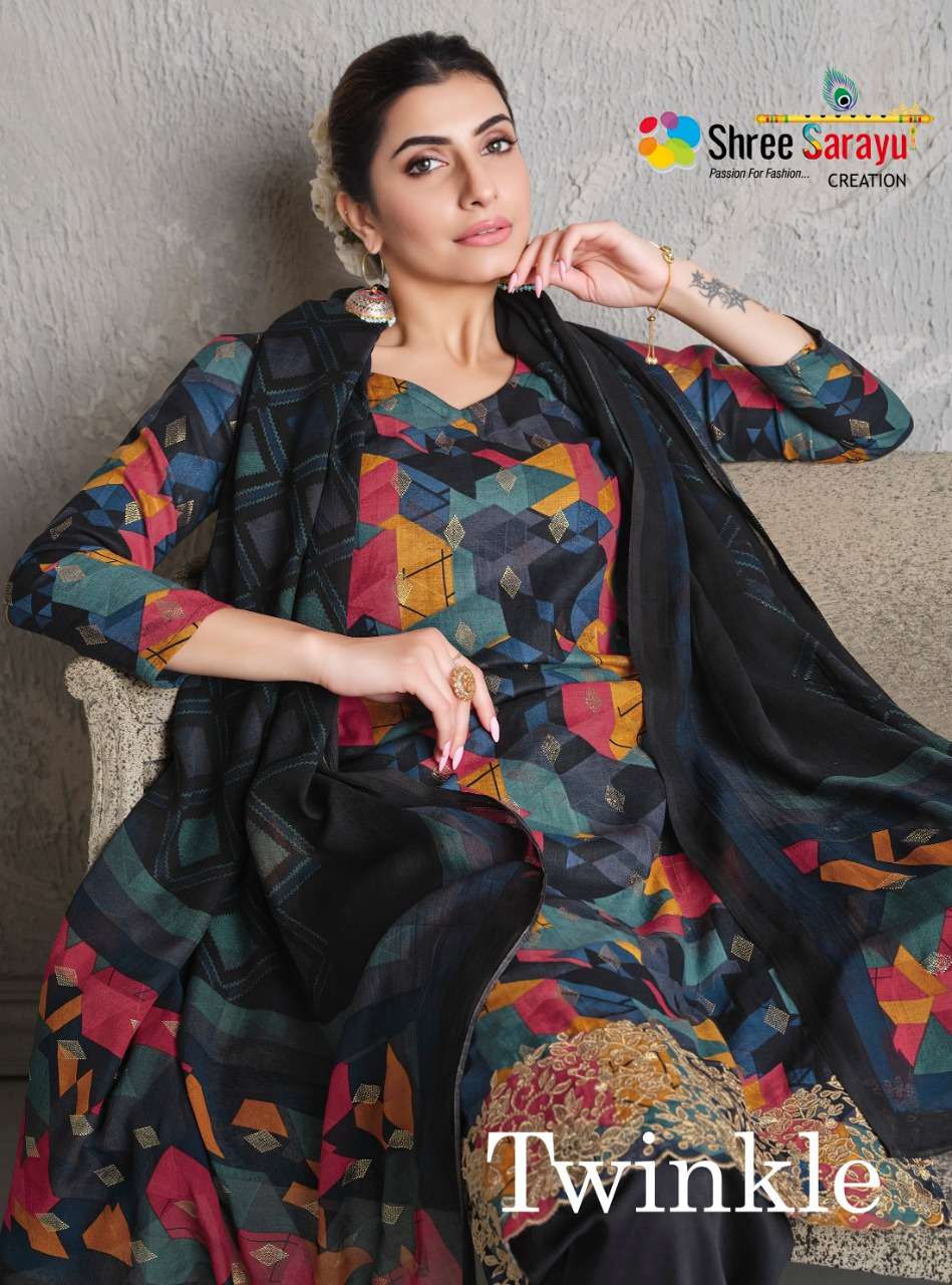 TWINKLE BY SHREE SARAYU 7365-A TO 7365-D SERIES COTTON PRINT EMBROIDERY DRESSES