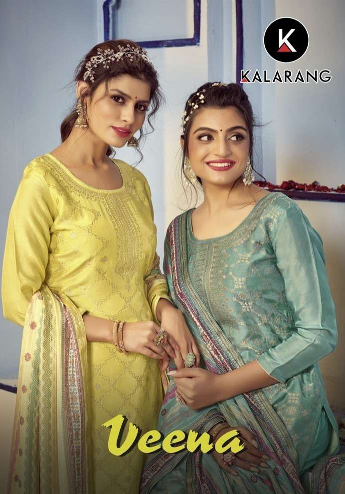 VEENA BY KALARANG 10331 TO 10336 SERIES PURE MUSLIN DOLA JACQUARD WORK DRESSES