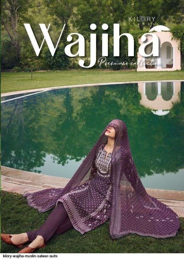 WAJIHA BY KILORY TRENDZ 391 TO 394 SERIES PURE MUSLIN SILK WORK DRESSES