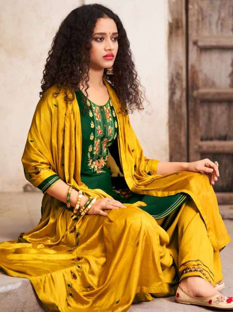 ZARKAN PATIYALA BY KALAROOP 13033 TO 13038 SERIES SILK COTON EMBROIDERY STITCHED DRESSES