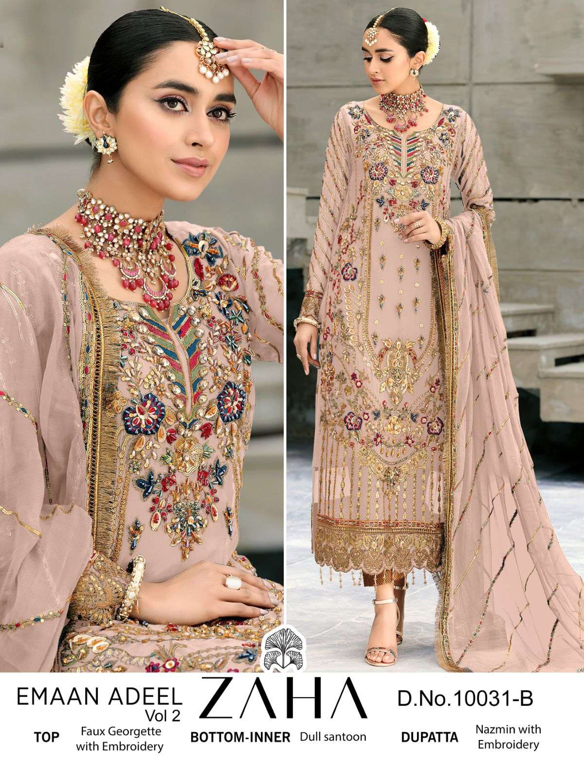 10031-B HIT DESIGN BY ZAHA GEORGETTE EMBROIDERY PAKISTANI DRESS