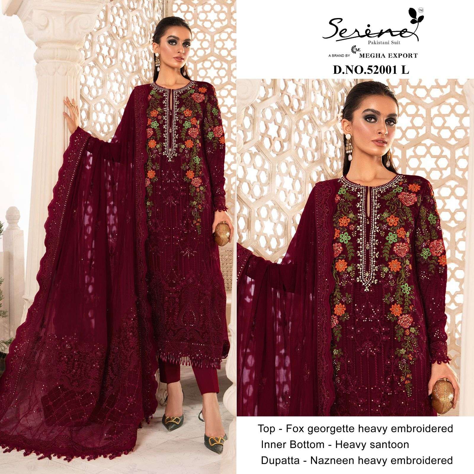 52001 COLOURS BY SERINE 52001-L TO 52001-O SERIES FAUX GEORGETTE EMBROIDERY DRESSES