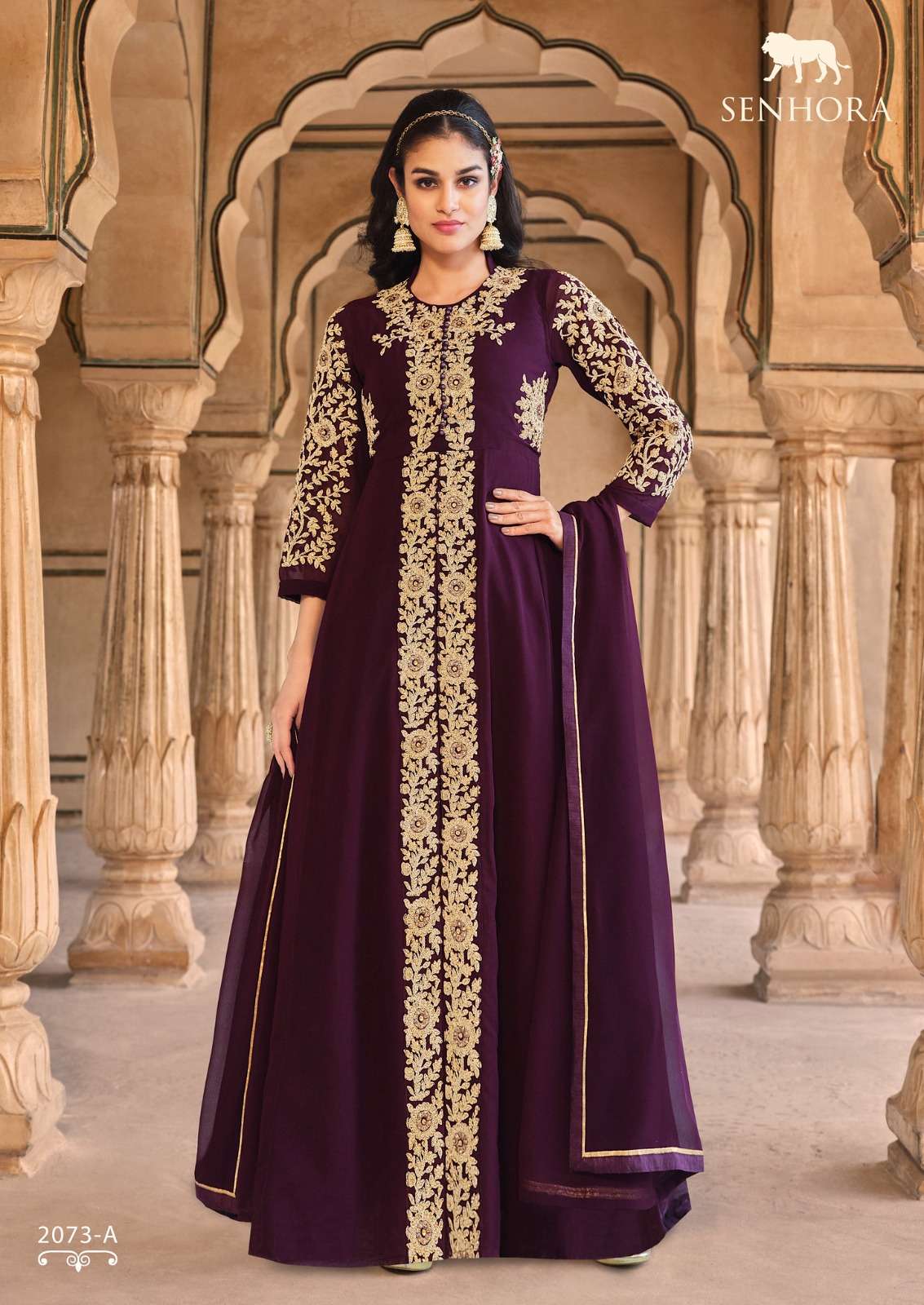 AADHYA BY SENHORA 2073-A TO 2073-F SERIES REAL GEORGETTE EMBROIDERY WORK ANARKALI DRESSES